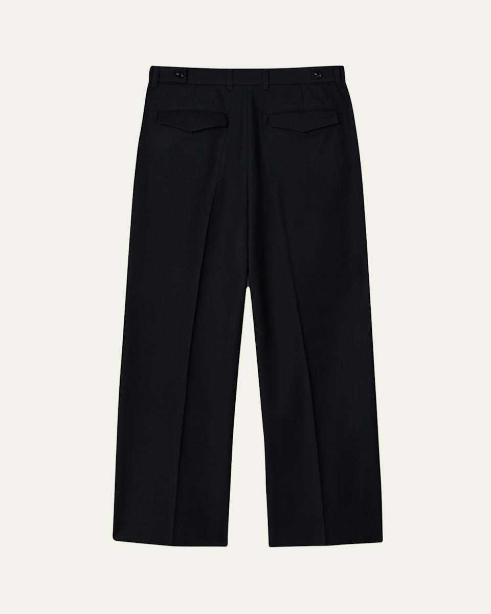 Light Wool Wide Pleated Trousers